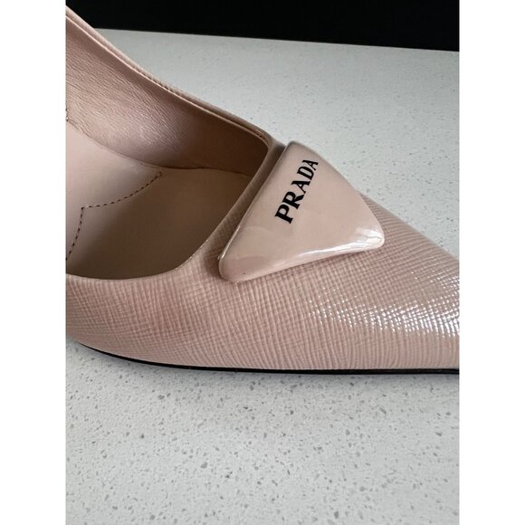 PRADA Modellerie BEIGE leather Pointed Toe Slingback Pump heels size 37.5 NEW - Picture 9 of 10
